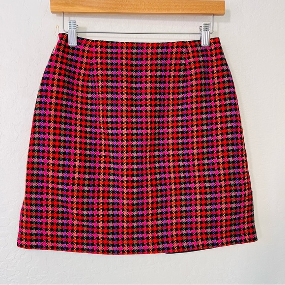 Vintage 90s Botston Proper Rainbow 🌈 Houndstooth Mini Skirt - Picture 9 of 9